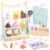 UMU® Wooden Ice Cream Shop Playset for Kids – 37 Piece Ice Cream Stand Pretend Play Toy with Menu, Play Money, Scoops & Accessories, Toy Food Set for Ages 3 4 5 6