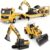 Unimoly Alloy Die-Cast Construction Vehicles Toys Set w/Semi Truck, Excavator & Bulldozer – Real Lights & Sounds, Movable Parts – Learning Toys Gift for 3-7 Year Old Boys Girls