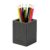 UnionBasic Square Pen Holder, Faux Leather Pencil Cup, Desktop Caddy Stationery Organizer, Barry Grey