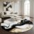 Unique Abstract Marble Texture Area Rug 6ft Round Rugs for Livingroom Bedroom Modern Black and White Gold Art Aesthetic Deco Circle Carpet Soft Non Slip Thin Washable Rug Nursery Dorm Floor Mat