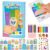 Upgrade Magic Rainbow Scratch Paper Art Set, Creative Squeegee Painting Kit, Rainbow Squeeze Art Kit, DIY Postcards Scratch Art Gifts for Party Birthday Festival (Set A)