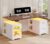 UPOSOJA 63 in Executive Standing Desk, Electric Height Adjustable Desk with Storage Drawers, Glass Cabinet, Shelves, Power Outlet, LED Light, Wood Sit Stand up Computer Desks for Home Office (White)