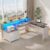Vagaconl Farmhouse L-Shaped Standing Desk with Power Outlet & LED Lights