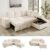 VANOMi 94″ Modular Sleeper Sofa with Pull Out Bed, Ottoman, Beige Chenille