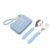 VANRA Folding Kids Utensil Portable Spoon Fork Set with Travel Case (Blue)