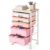 VASAGLE 5-Drawer Rolling Storage Cart, Mobile Organizer Trolley with Wood Top and Metal Frame, for Craft Room, Office, 15.6 x 11.2 x 24.8 inch, Pink, BENCO Collection ULRC005S101