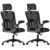 VASAGLE Ergonomic Mesh Office Chairs with Adjustable Lumbar Support and Headrest, 90-105° Tilt Function, Wide Seat, Flip‑Up Armrests, Computer Desk Chairs for Home Office, Set of 2, Ink Black