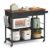 VASAGLE Kitchen Rolling Island, Mobile Kitchen Cart with Storage on Wheels, 17.7 x 38.8 x 35.4 Inches, Towel Rack, 2 Drawers, 2 Hooks, for Dining Room, Rustic Brown and Ink Black UKKI010KD01