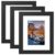 VCK 8×10 Picture Frame 3-Pack – Black Wood Frames with Tempered Glass, Fits 5×7 with Mat or 8 x 10 Without Mat, Tabletop or Wall Mount for Living Room Bedroom Office