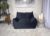 Velveteen Bean Bag Chair with Armrests, Midnight Blue