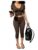 Verdusa Women’s 2 Piece Sets Crop Shirts with Fold Over Capri Pants Coffee Brown X-Large