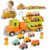 Veslier Toddler Toys for 2 3 4 5 Years Old Kids, Transport Car Carrier Truck Toy with 6 Vehicle, 30in Foldable Track Trailer with Light & Sound Effects, Birthday Gift for 18 Months to 5 Years Old Boys