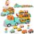 Veslier Toddler Truck Toys for Boys Girls Age 18M+, 30 in Foldable Track Trailer with Light and Sound Effects, Christmas Birthday Gift for 2 3 4 5 6 Year Old