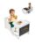 VEVOR Montessori Weaning Table and Chair Set, 3 in 1 Wooden Toddler Table and Chairs with Chalkboard, Adjustable Height Montessori Table for Ages 1-5, Ideal for Drawing, Reading, Eating – White