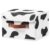 VinneGenzz Storage Bin with Lid Cow Print Cute Fabric Storage Basket Box with Faux Leather Handles PP Plastic Board Foldable Washable Lidded Cotton Linen Closet Shelf Organizer Container (Small Size)