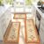 Vintage Boho Floral Washable Faux Wool Kitchen Rug Set of 3，Warm Orange