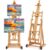 VISWIN Studio H-Frame Easel, Tilting Flat & Adjustable Beech Wood Art Easel for Painting, Movable Large Easel Stand for Adults, Artists, Hold 1 or 2 Canvas up to 78″ – Natural