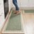 VivaNest Scalloped Edge Kitchen Rug Sets [2 PCs], Sage Green Faux Linen Textured Anti-Fatigue Waterproof Non-Slip Kitchen Mats, Heavy Duty Comfort Foam Rug for Floor, Laundry,17″x29″+17″x47″
