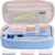Vocuer Large Capacity Canvas Pencil Case Organizer Holder Pouch Bag with Zipper Compartments, Pen Cases for Women Girls School Adults (Beige/Blue)