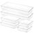 Voova 6 Pack Plastic Drawer Organizers Set,3-Size Kitchen and Office Desk Drawer Organizer Trays, Acrylic Non Slip Storage Bin Divider for Makeup,Jewelry,Gadgets Utensils,Bedroom,Bathroom Vanity,Clear