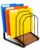 Vosturdy Large Inclined 5-Section Vertical Desk File Organizer, Wooden Base