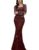 VOUIAO Women Sequin Mermaid Prom Dress Rhinestone Evening Gown Burgundy M