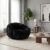 VUSVAB 45″ Plush Faux Fur Reading Chair, Bean Bag Couch with Petal Contour, Floor Chair with Elastic Foam Filling for Gaming and Reading Relaxation, Black