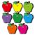 Vuzvuv 48Pcs Colorful Apple Paper Cutouts with 100Pcs Glue Points,Apple Cut Outs Bulletin Board Decorations for Birthday Party Theme Decor Supplies