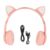 Vvikizy Wireless Cat Ear Headphones with LED Light for Kids Foldable (Pink)