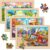 WaaLod Wooden Puzzles for Kids Ages 4-6, 4 Pack 24 Pcs Toddler Puzzles Set for Ages 3-5, Educational Learning Toys Gift for Boys Girls 3-8 (City Traffic, Airport, Construction, Ocean Cruise)