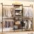 Wall-Mounted Closet Organizer System, Expandable Closet Shelving, Garment Racks with 4 Hanging Rods, 6 Wooden Shelves, Industrial Pipe Clothing Rack for Bedroom, Wardrobe, Shopping Mall, Black