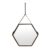 Wall Mirror Vanity Bathroom Wall Hanging Mirrors Decorative Hexagonal Mirror Faux Leather Border Brown Frame (Size : 45 * 40cm)