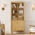 WAMPAT 3-Tier Open Bookcase with Adjustable Shelf Door Cabinet,Oak