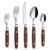 Ware Set Retro/rivet Colorful Stainless Steel Tableware Kitchen Flatware Utensils Includes Dinners Spoons Salad & Dessert (wood 2