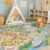 Washable Kids Rug 5×7 North America Map for Playroom – Educational Carpet for Preschool, Daycare, Classroom – Learn Geography, Animals & Landmarks – Fun Washable Activity Rug for Large Kids
