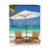 Waterproof Book Sleeve with Zipper for Hardcover Paperback, Front Pocket Beach Relaxing Scene with Sea Palm Tree Chairs and Boats Decorative
