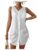 WDIRARA Women’s Swimsuit Coverup Button Up Drawstring Kimono Sleeveless V Neck Cover Ups White X-Large