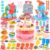WeeHomm 4 in 1 Color Dough Set Kitchen Creations with Ice Cream/Cake/Noodle/Hamburger Maker Machine, Arts Crafts Play Food Toys Tools Kit for Boys Girls Kids Toddlers Ages 3+ , 24 Dough