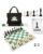 WE Games Best Value Tournament Chess Set – Includes 34 Chessmen, Roll Up Green Vinyl Chess Board, Storage Bag for Pieces, Instructions and Equalizer Dice, Travel Board Games for Adults