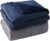 Weighted Blanket with Cover Queen Size Heavy Blanket Removable Soft Blue Blankets Microfiber Washable Heated Weighted Throw Blankets Winter Warm Weighted Comforter 15lbs, 60 * 80