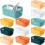 Wenqik 12 Pcs Small Plastic Storage Bins Basket with Handles Toy Organizers Pantry Basket Containers for Shelves Home Cupboard Kitchen Office Bathroom Organization Box(bright, 9.6 x 6.3 x 3.9 Inch)