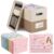 Wenqik School Years Organizer Kit, K-12 Portable File Folder Organizer with Handle Lids, Memory Keepsake Box with 25 Questionnaire Hanging File Folders, Foldable Storage Memory Keeper(Beige)