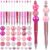 WEWAYSMILE 12 Set Beadable Pen Kit DIY Pens Plastic Beadable Pens Cute Various Silicone Beads Spacer Beads Suitable For Office School Gifts Handicrafts Office Supplies（Pink Series）