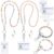 Whimsibelle 4 Set Teacher Lanyards for ID Badges Wooden Beaded Lanyard with ID Holder Retractable Badge Reel Eyeglass Chains Durable Phone Wrist Strap Back to School Gifts for Teachers