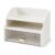 White Desktop Organizer, Multi‑Tier Desk Storage with Fluted Drawer