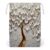 White Flowers Golden Tree Canvas Drawstring Bag, Reusable Storage Pouch for Travel Organizer 8.9″x7.9″