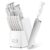 White Knife Set with Block 15-Piece Knife Block Set with Built-in Sharpener