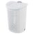 White Plastic Wheeled Laundry Basket, 2 Bushel Capacity With Retractable Handle & Flip Top Lid, Ventilated Oval Holes Rolling Clothes Hamper For Home Dorm Apartment