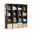 Whitmor 16 Cube Closet Organizers and Storage, Stackable Plastic Closet Shelves with Hooks & Mallet, DIY Clothes Organizer, Cube Bookshelf, Portable Storage Organizer for Bedroom, Home, Office, Black
