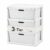 Wide 3-Drawer Decorative Organizer Chest, White Plastic Storage Tower,White